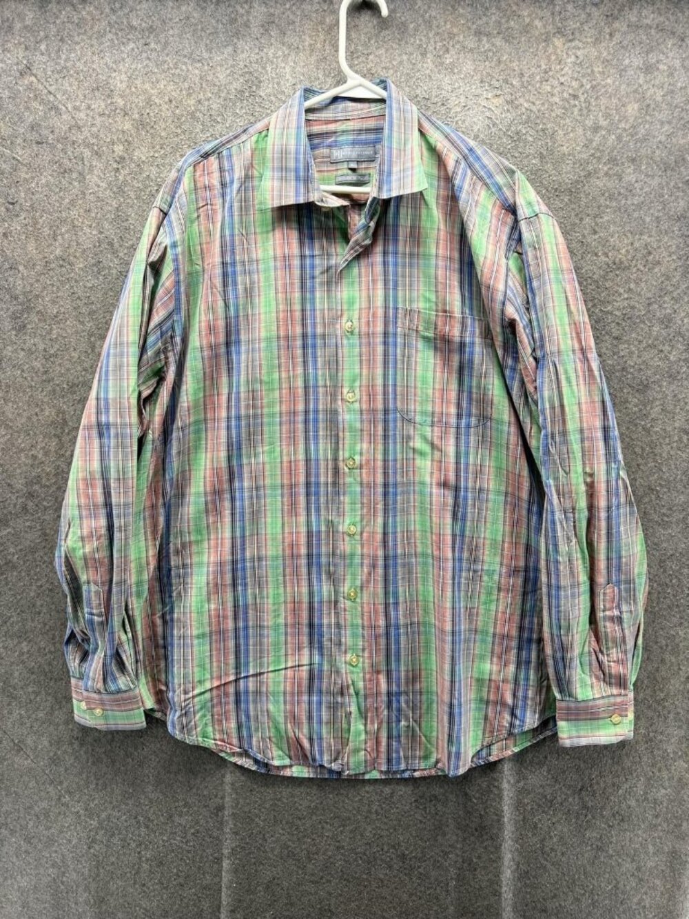Hickey Freeman Shirt Men XL Multicolor Plaid Long Sleeve Button Up Casual Woven